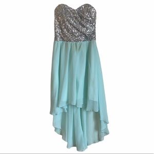As U Wish | high low mint sequin strapless dress